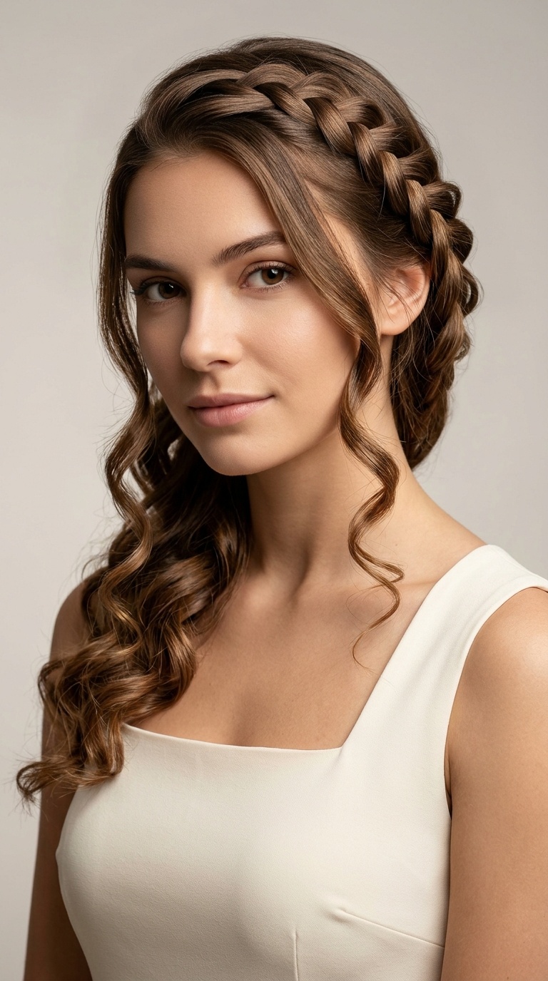 Waterfall Braid with Loose Curls