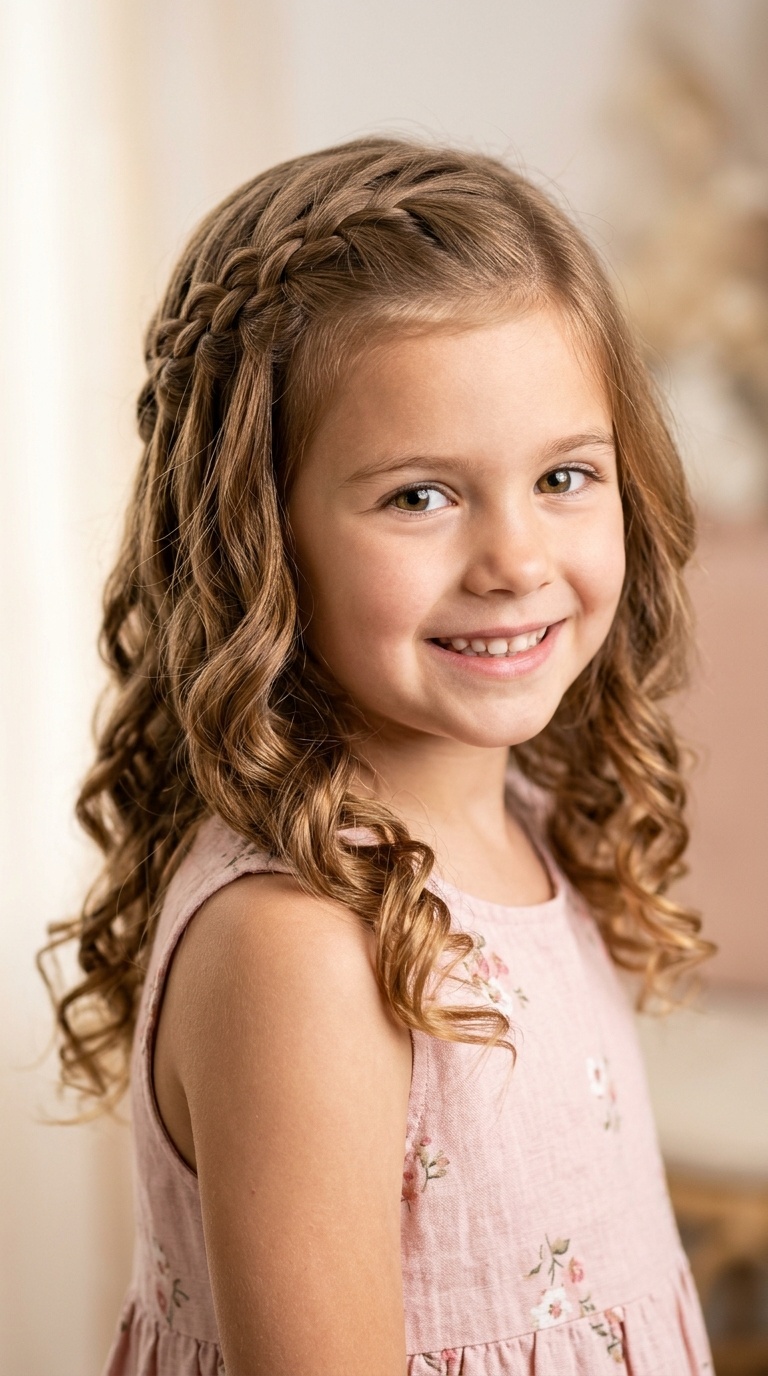 Waterfall Braid with Loose Curls
