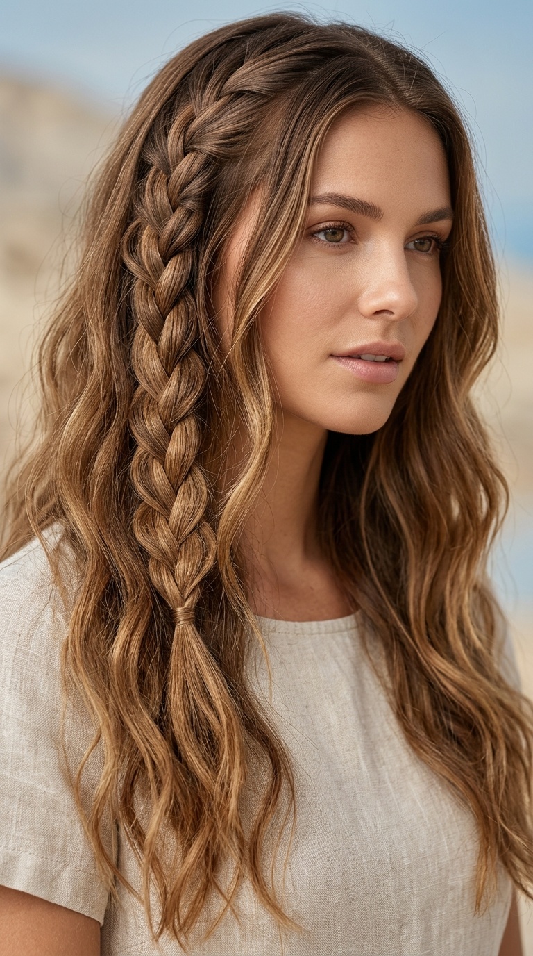 Waterfall Braid with Loose Waves