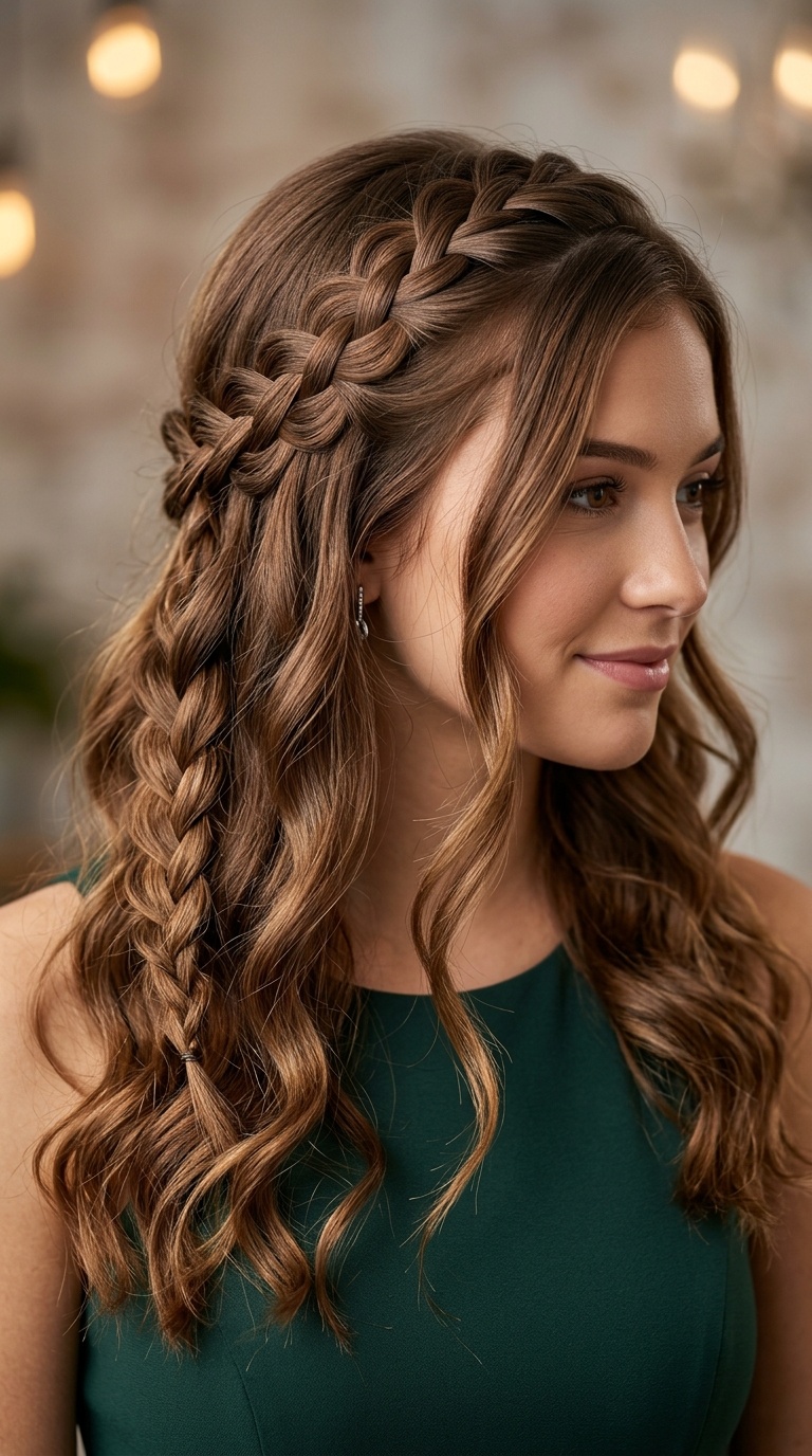 Waterfall Braid with Loose Waves