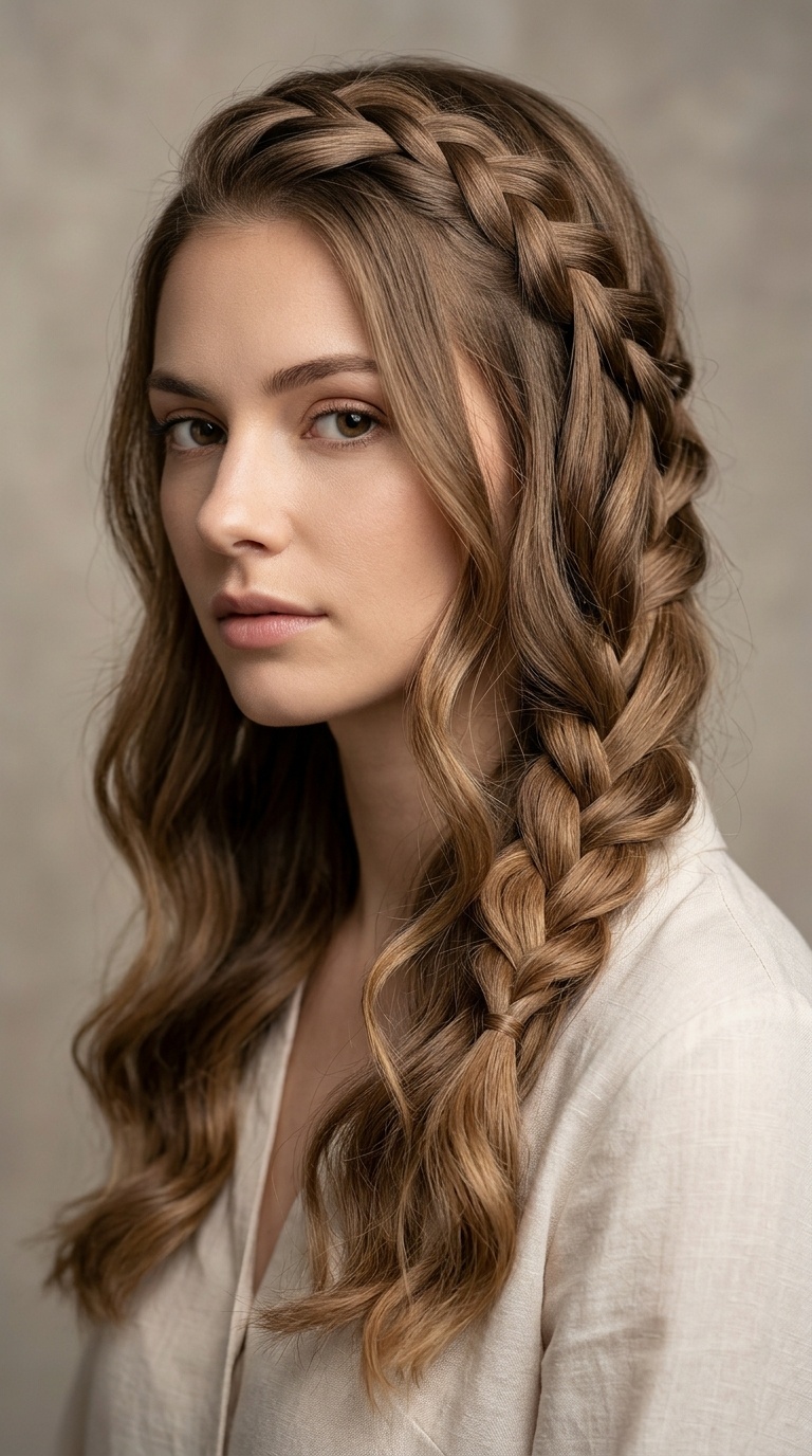 Waterfall Braid with Loose Waves