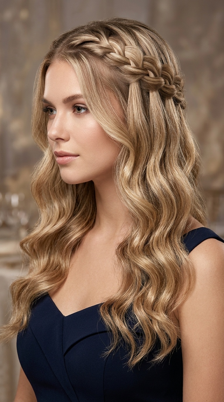 Waterfall Braid with Loose Waves