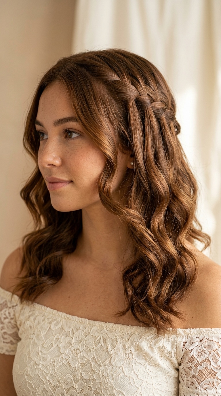 Waterfall Braid with Loose Waves