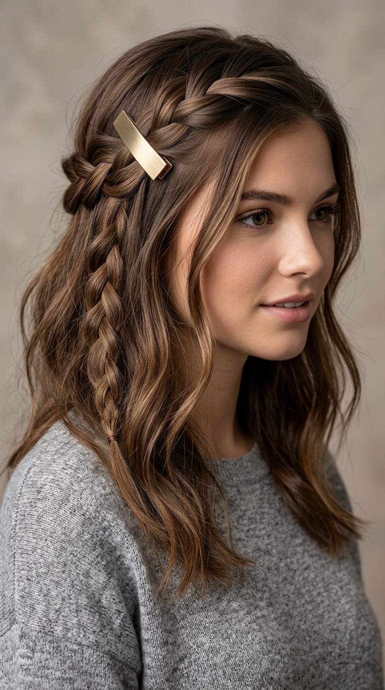 Waterfall Braid with Metallic Clip