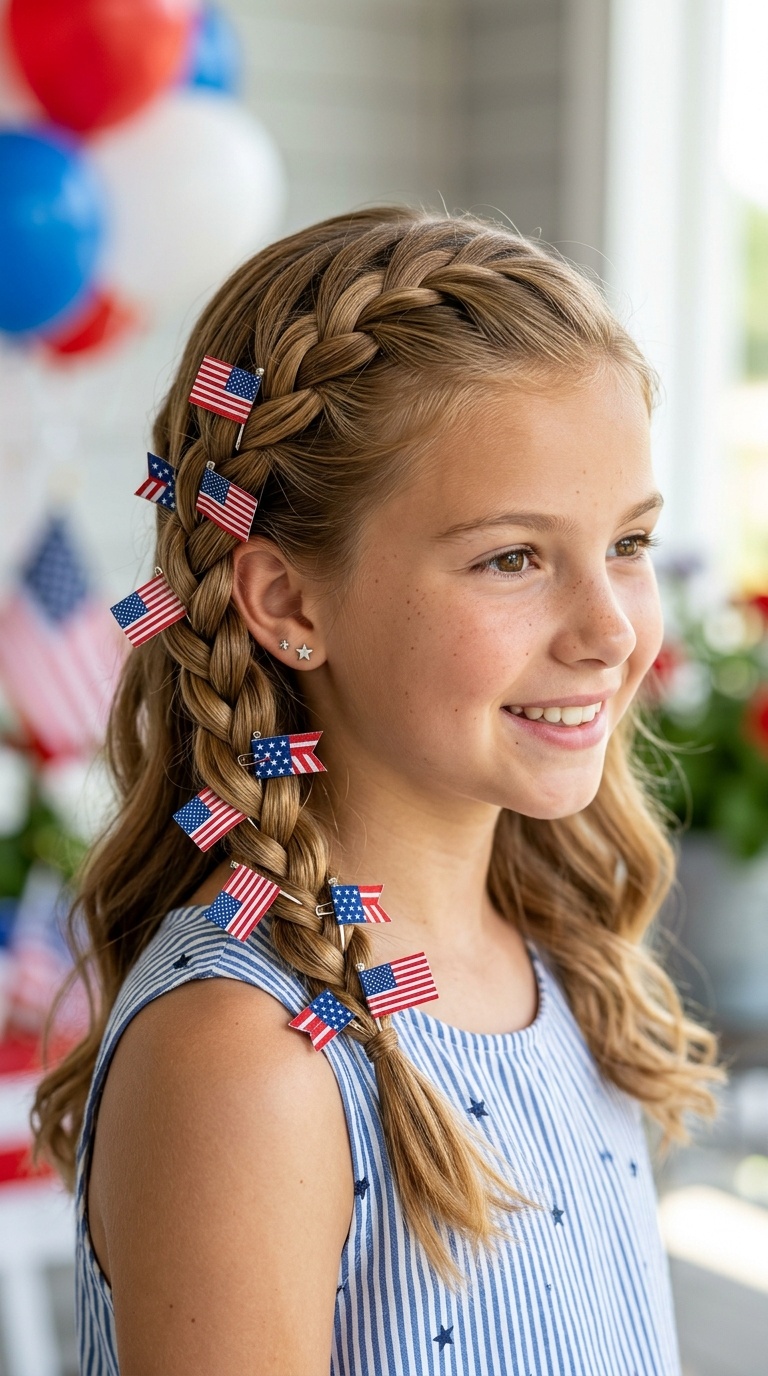 Waterfall Braid with Mini Flags