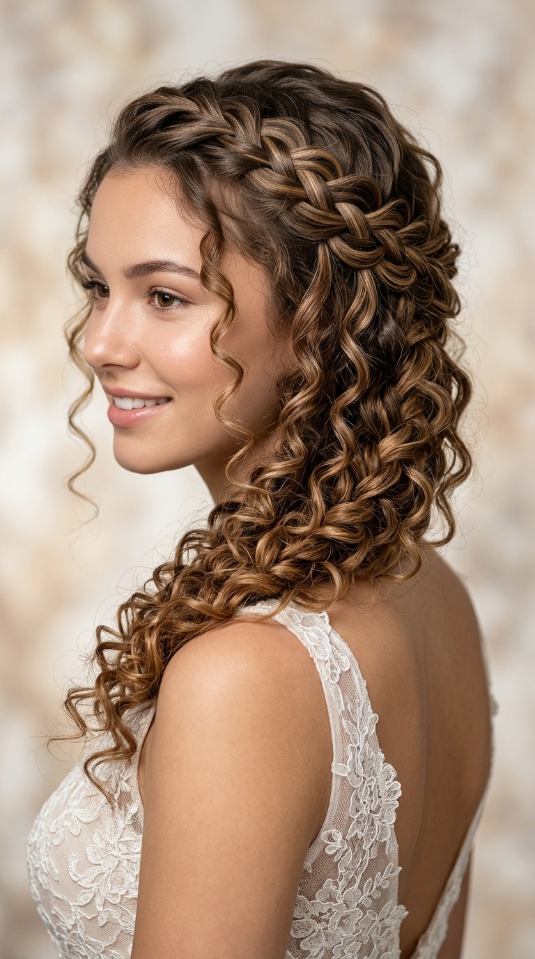 Waterfall Braid with Ringlets