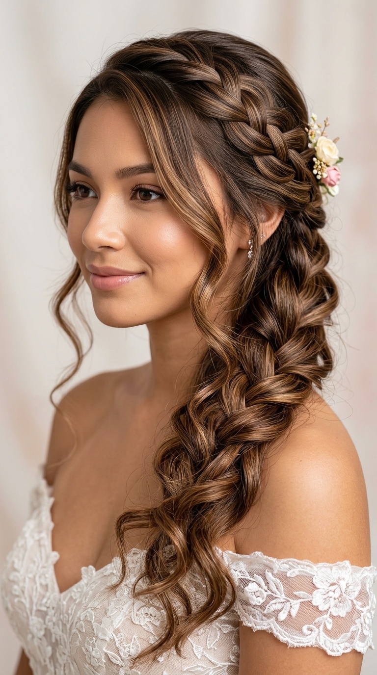 Waterfall Braid with Soft Curls