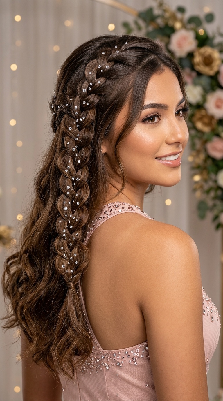 Waterfall Braid with Sparkles