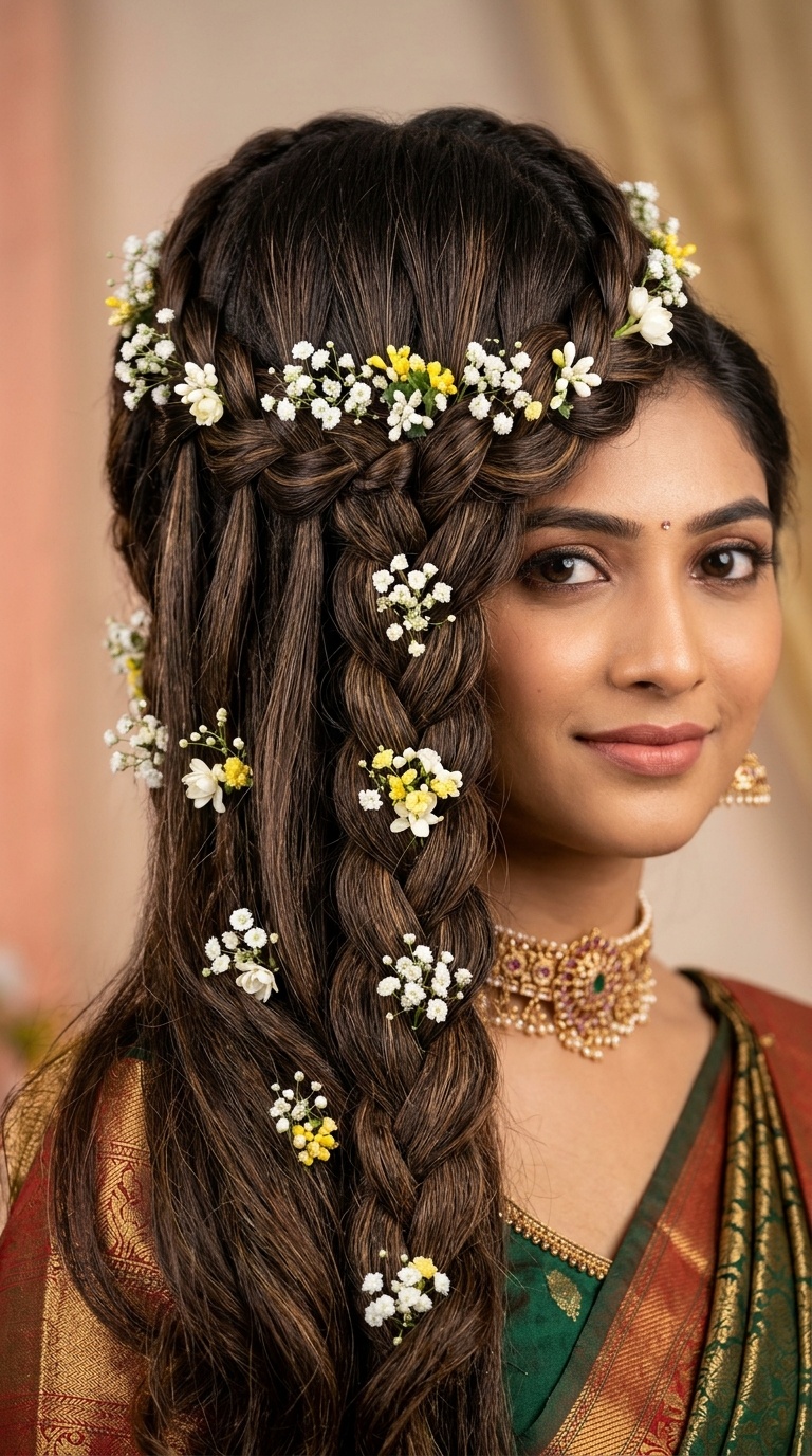 Waterfall Braid with Tiny Buds