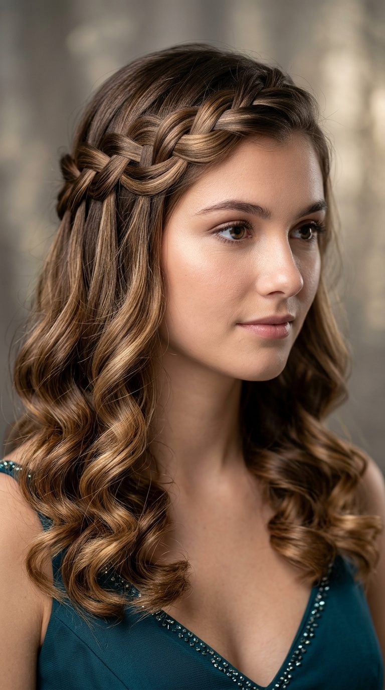 Waterfall Braid with Voluminous Ends