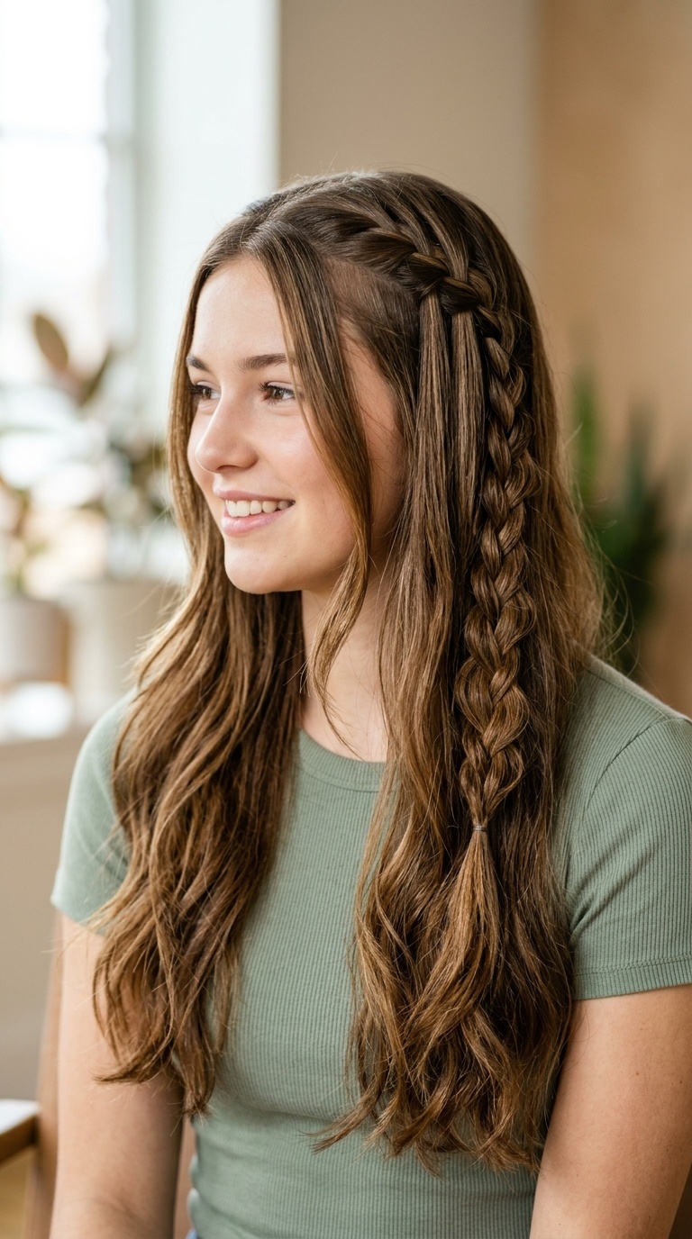 Waterfall Braids on Long Layered Hair