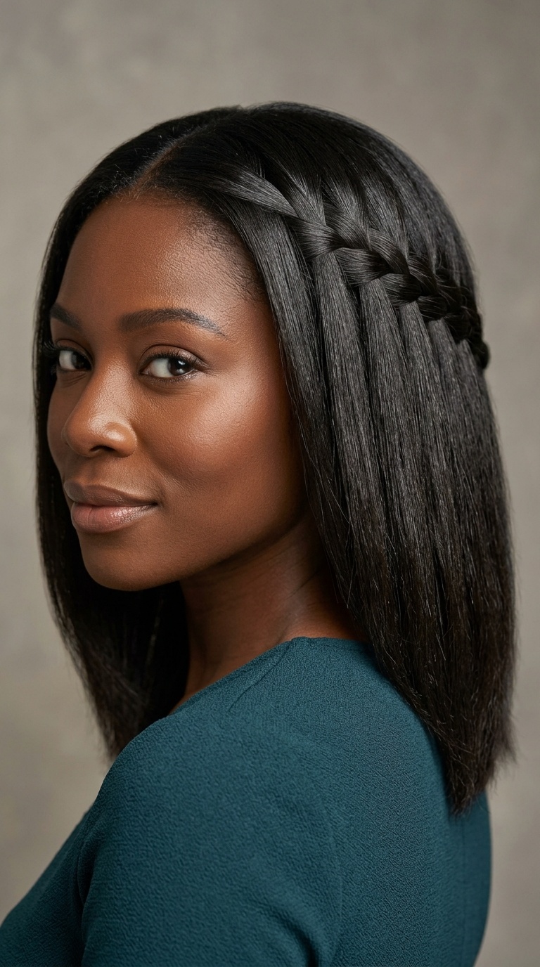 Waterfall Braids on Straightened Texture