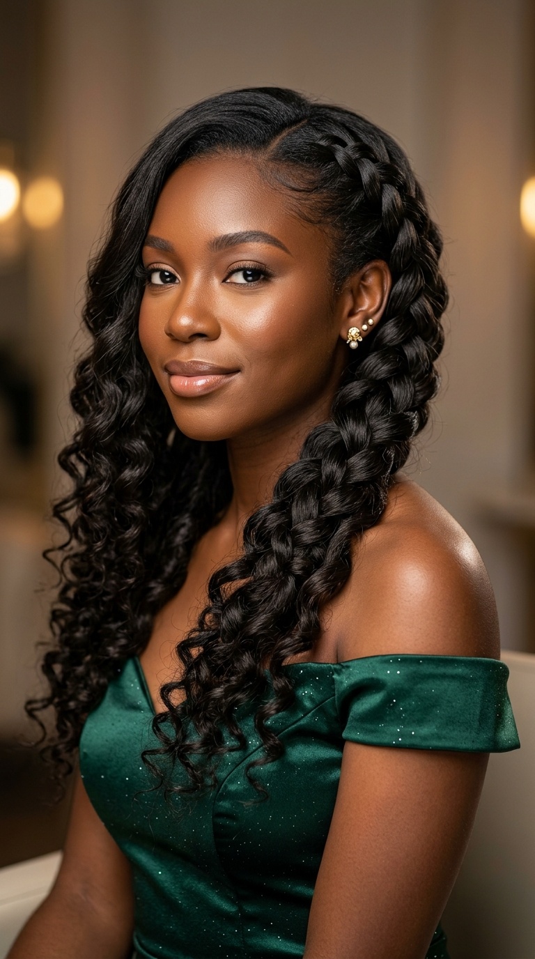 Waterfall Braids with Cascading Curls