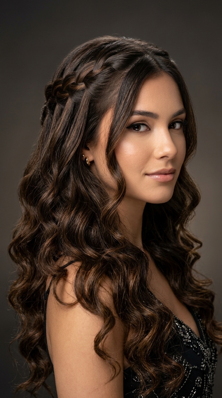 Waterfall Braids with Curls