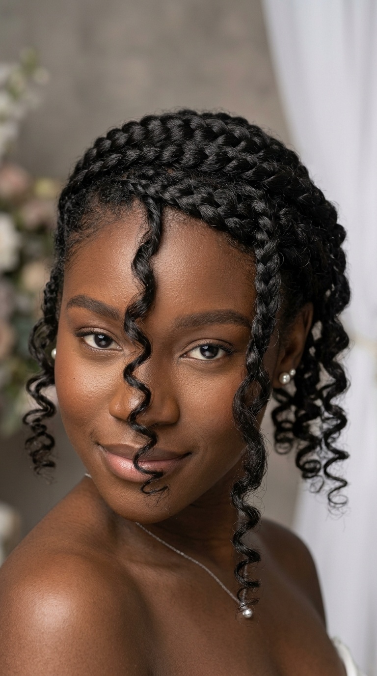 Waterfall Braids with Soft Curly Tendrils