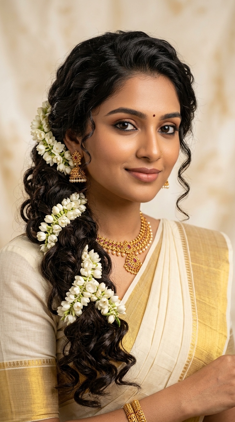 Waterfall Curls with Jasmine Accents