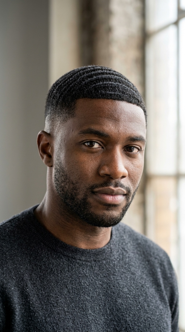 Waves and Textured Crop Hybrid with Low Skin Fade