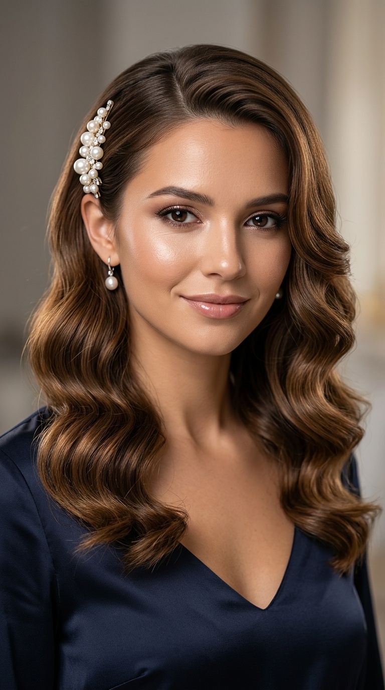 Waves with a Pearl Embellishment