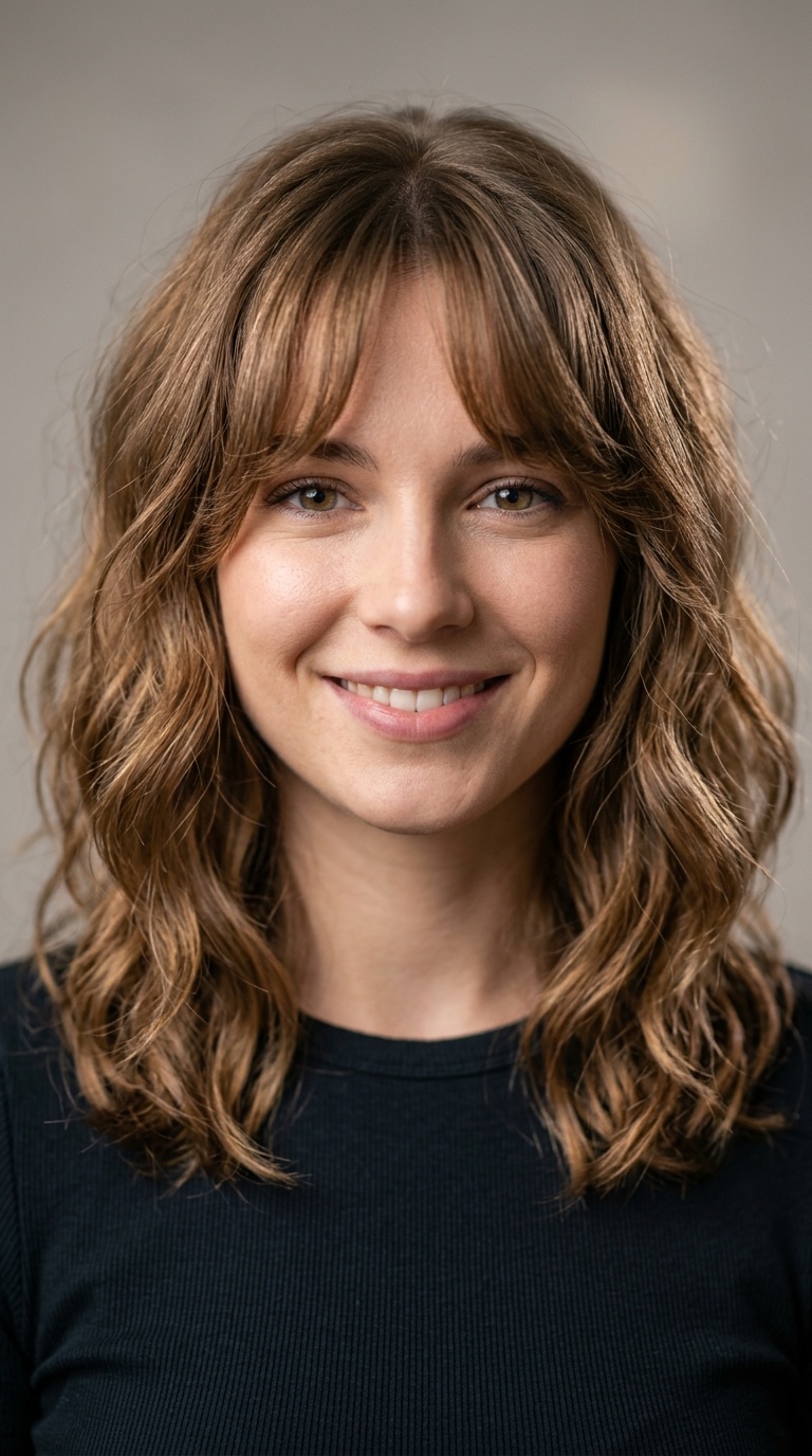 Wavy Lob with Curtain Bangs