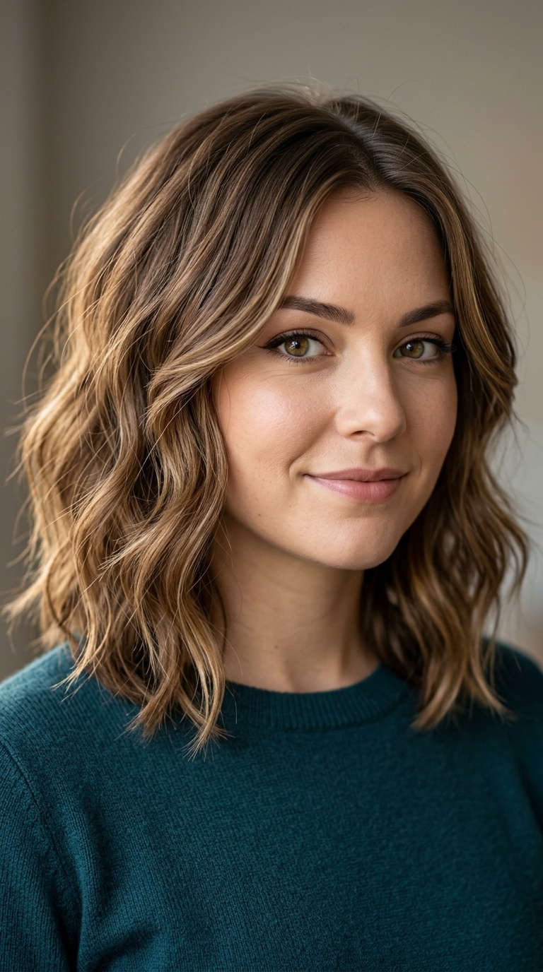 Wavy Lob with Face-Framing Layers