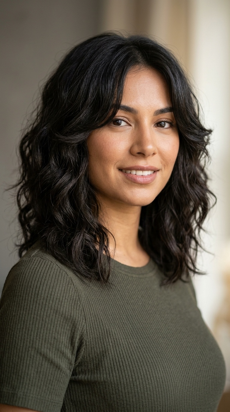 Wavy Lob with Face-Framing Layers