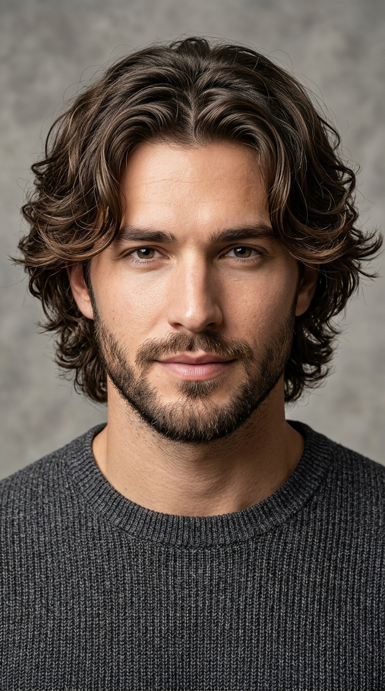 Wavy Mid-Length Curtain Bangs