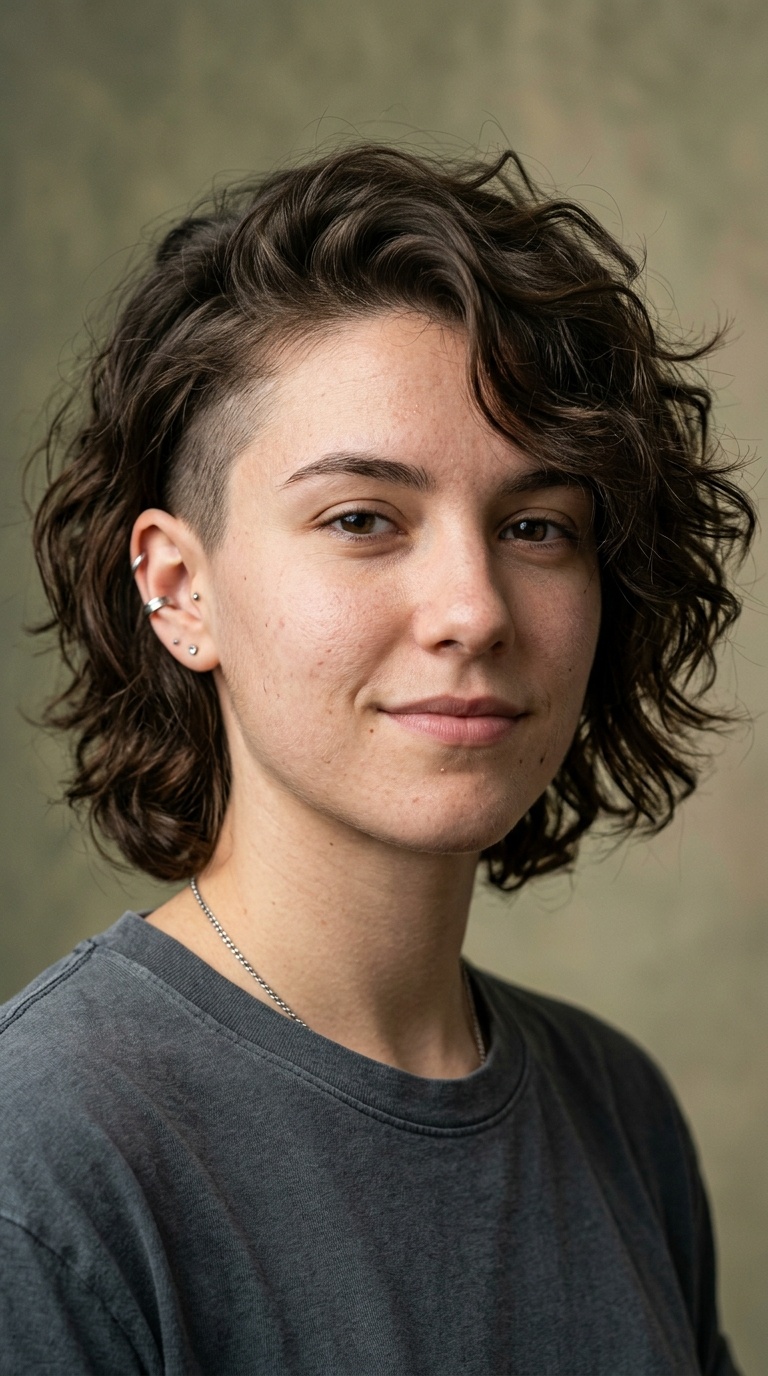 Wavy Shag with Temple Shave