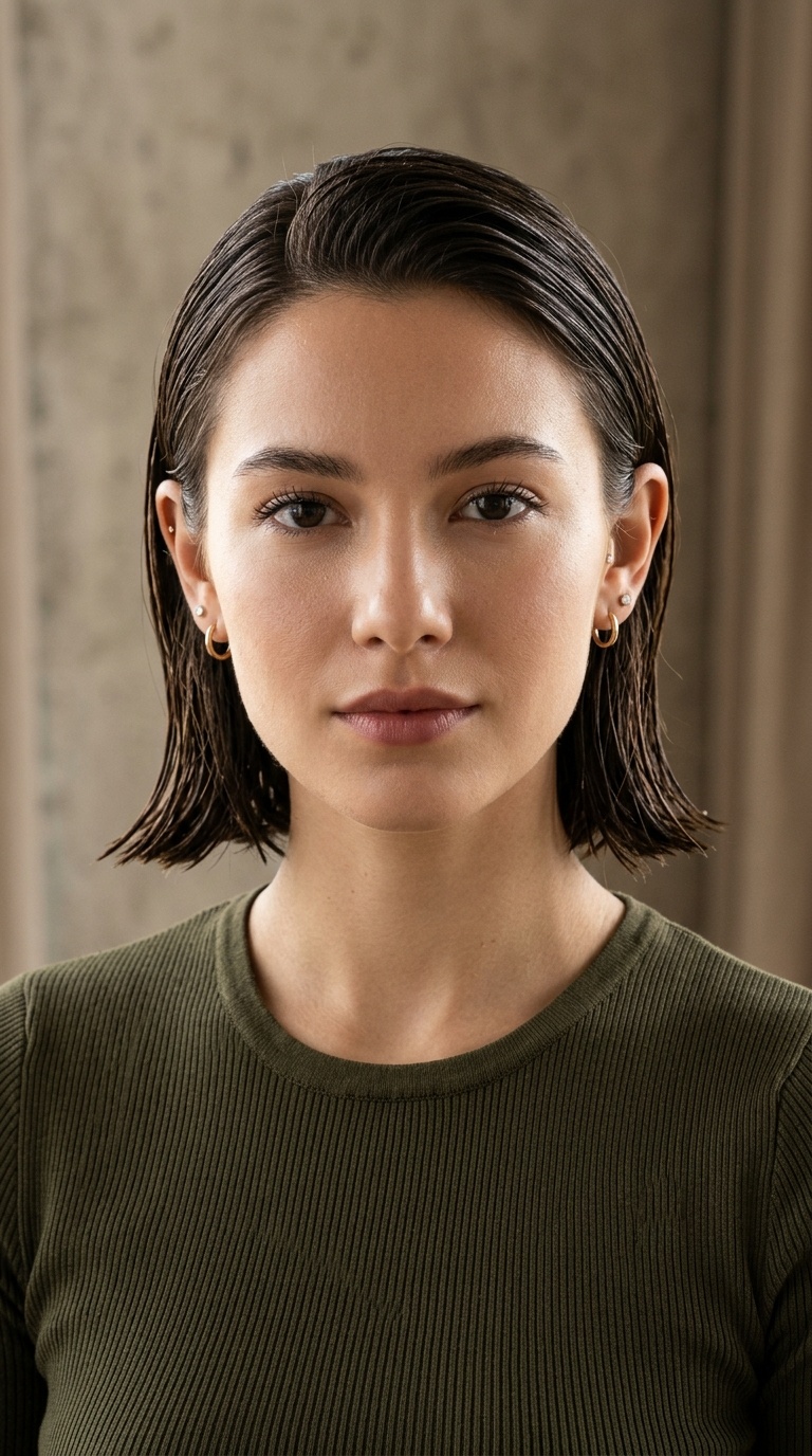 Wet-Look Blunt Bob