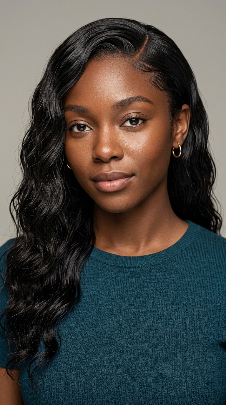 Wet-Look Body Wave Side Part