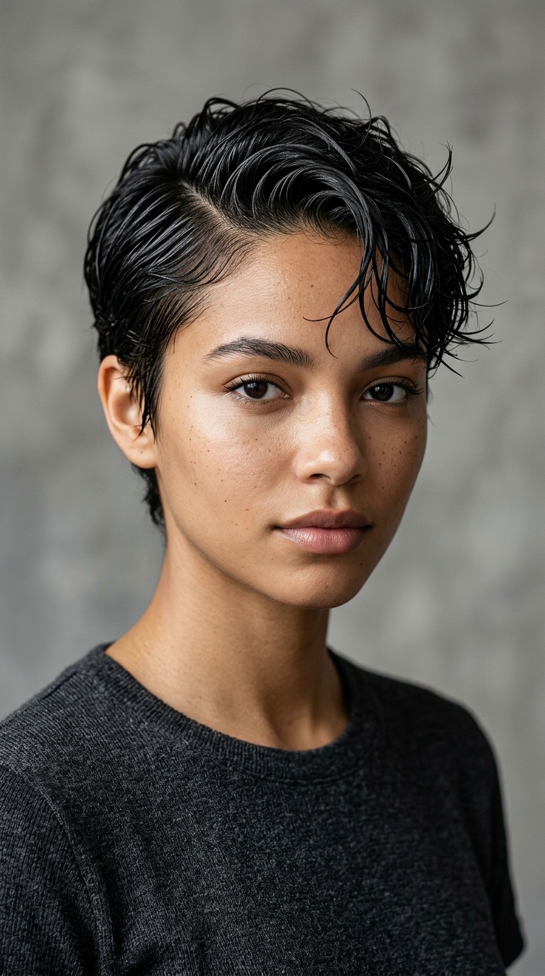 Wet-Look Pixie with Defined Texture