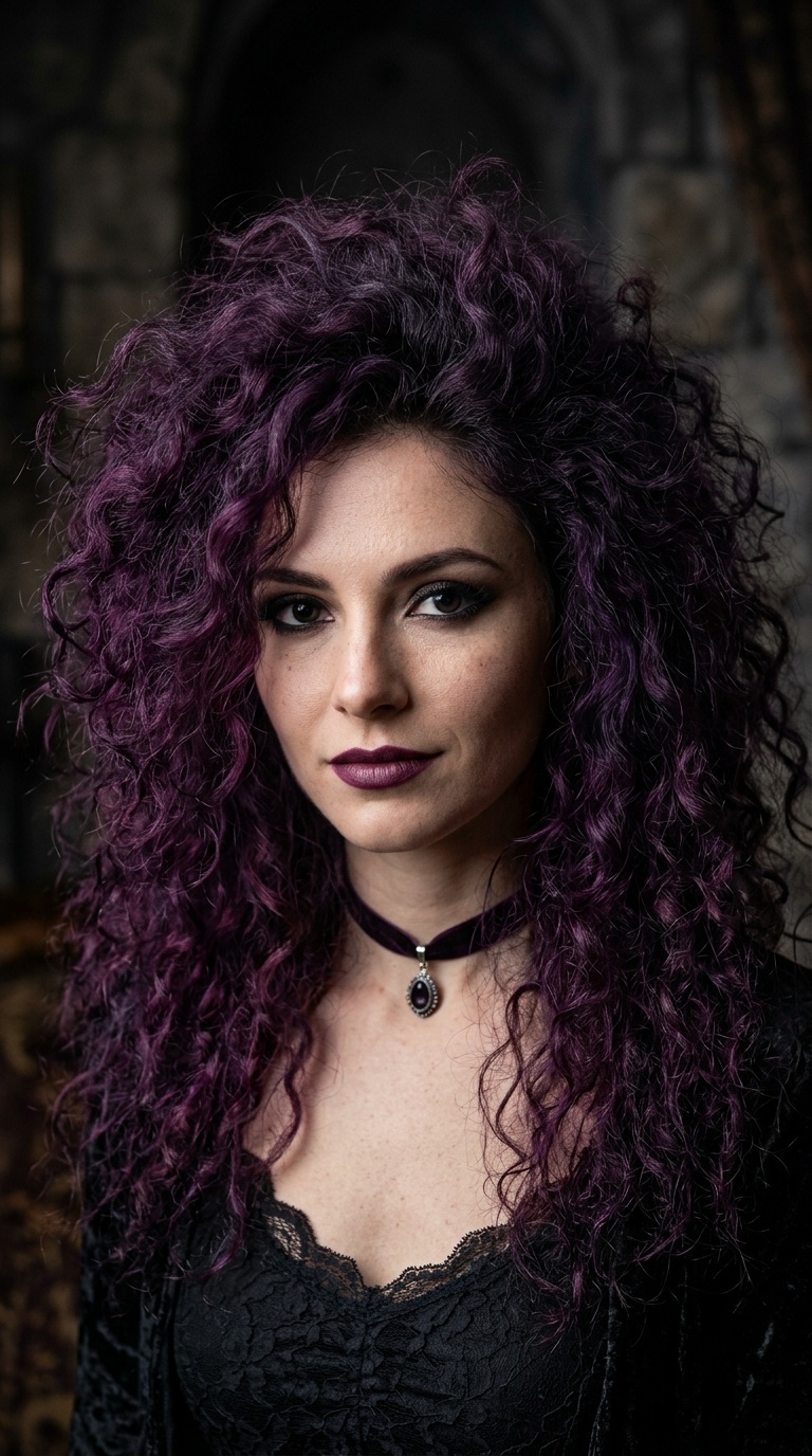 Wild Frizzy Texture with Deep Purple Hues