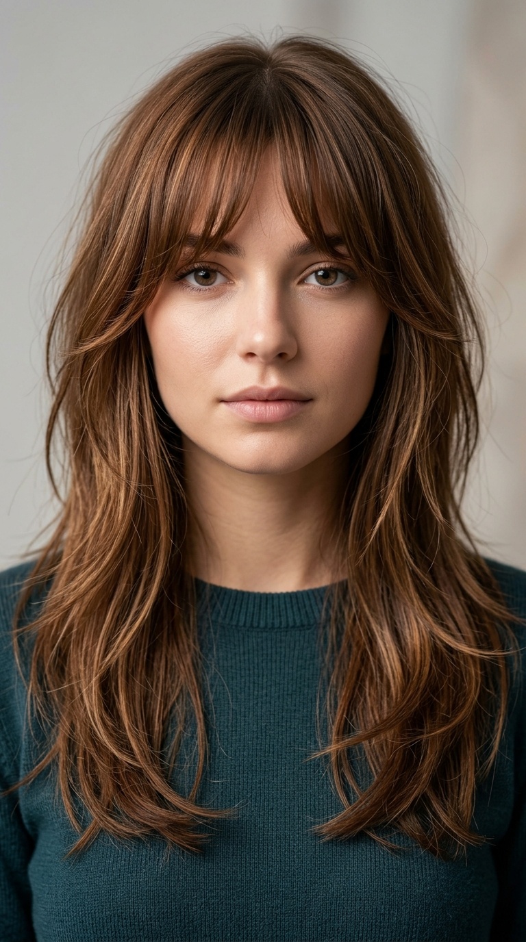 Wispy Curtain Bangs and Long Layers
