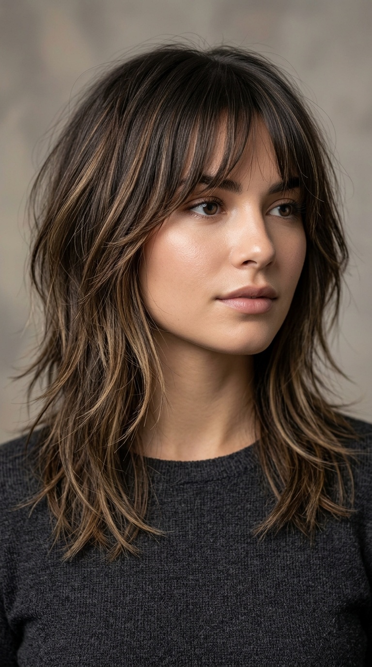 Wispy Curtain Bangs and Tapered Ends