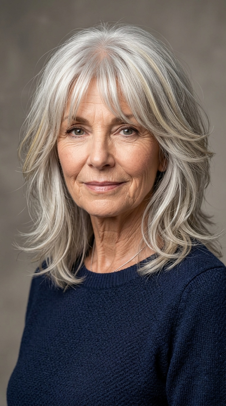 Wispy Curtain Bangs with Mid-Length Layers