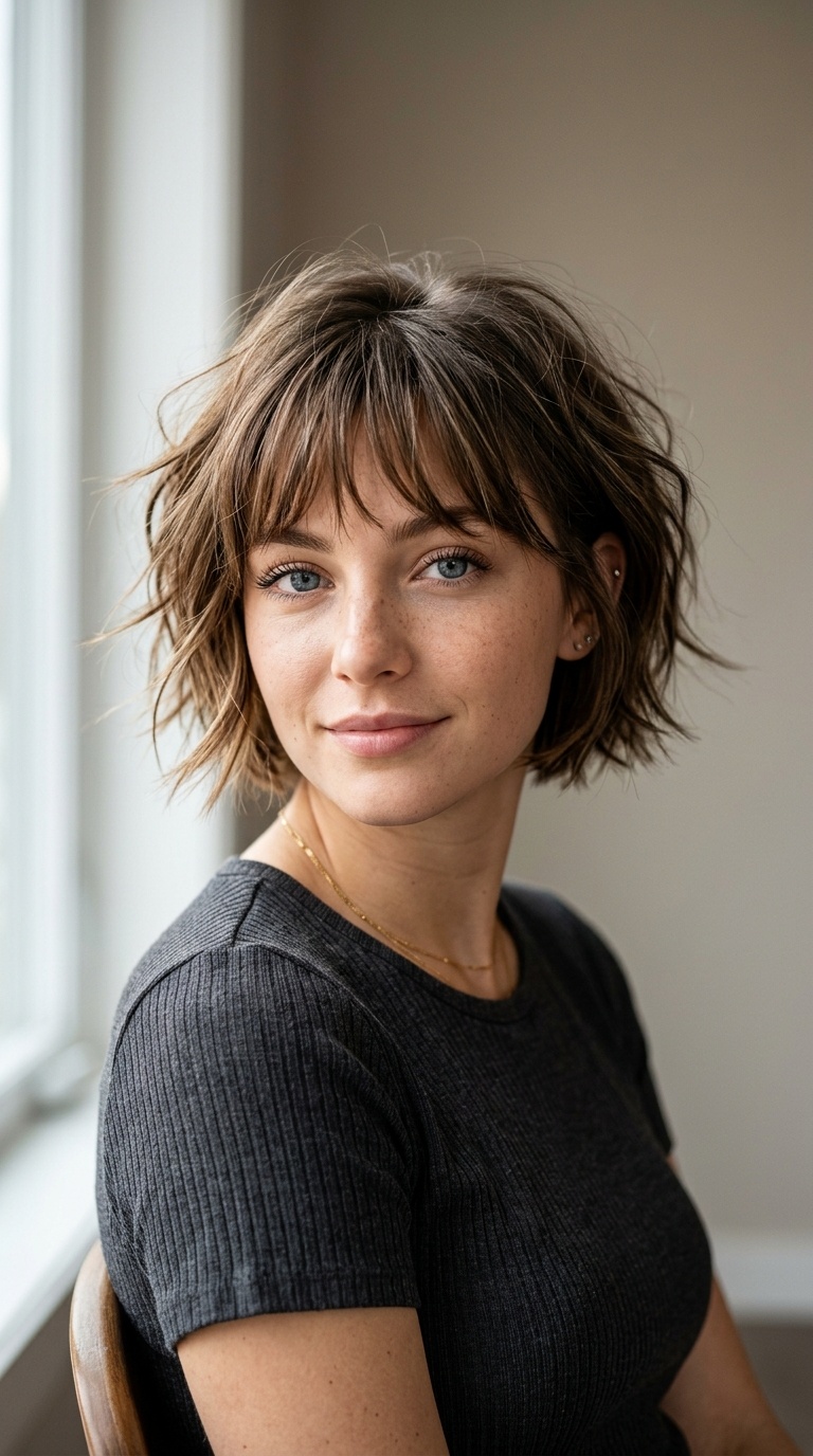 Wispy Fringe Choppy Bob