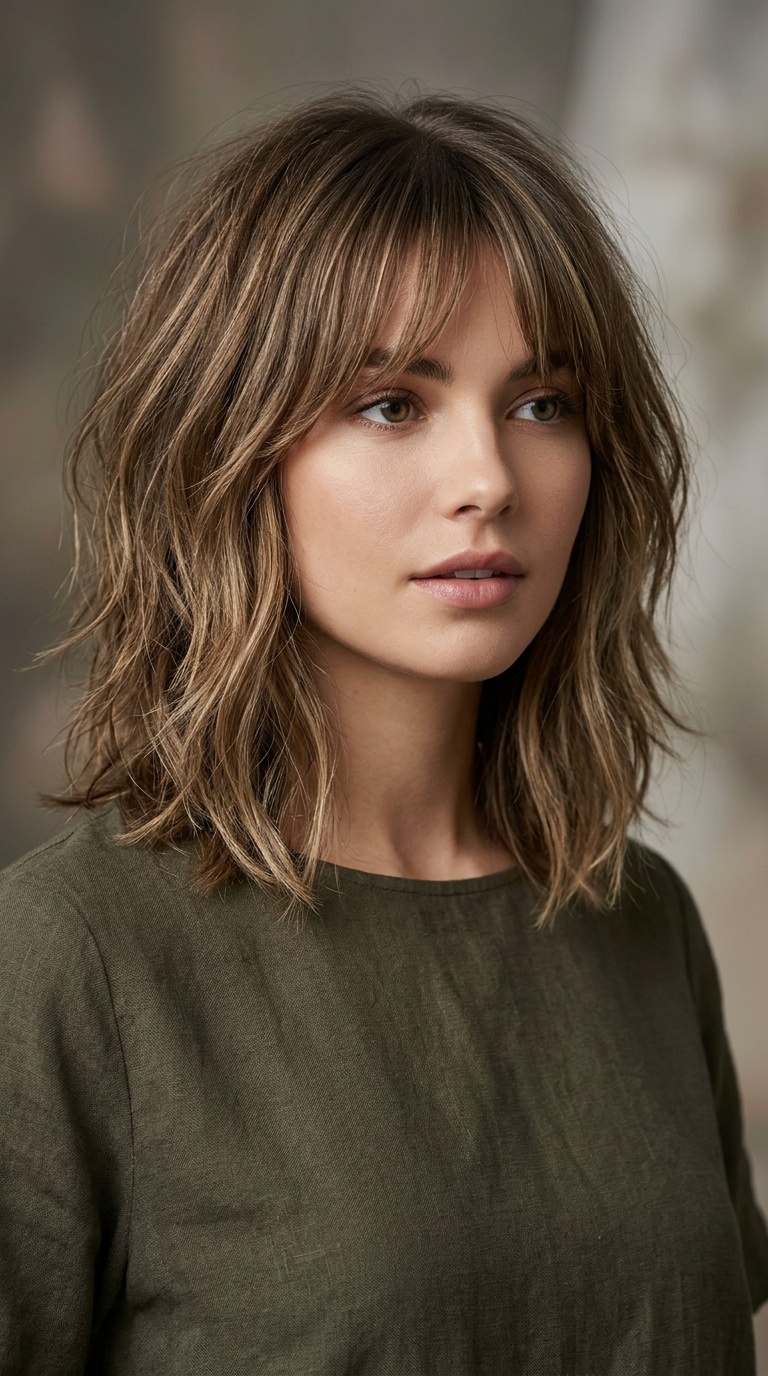 Wispy Layered Lob with Curtain Bangs