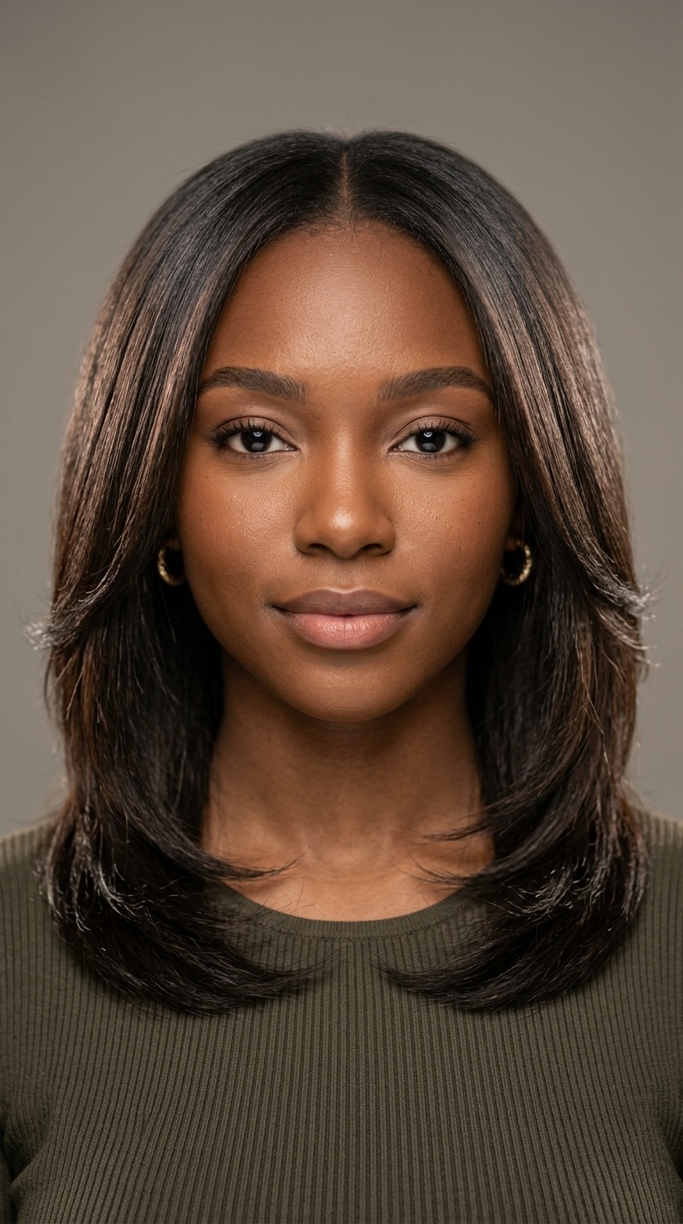 Wispy Layered Silk Press with Flicked Ends