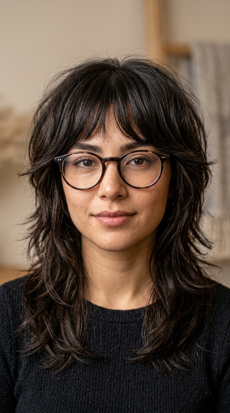 Wolf Cut with Bottleneck Bangs