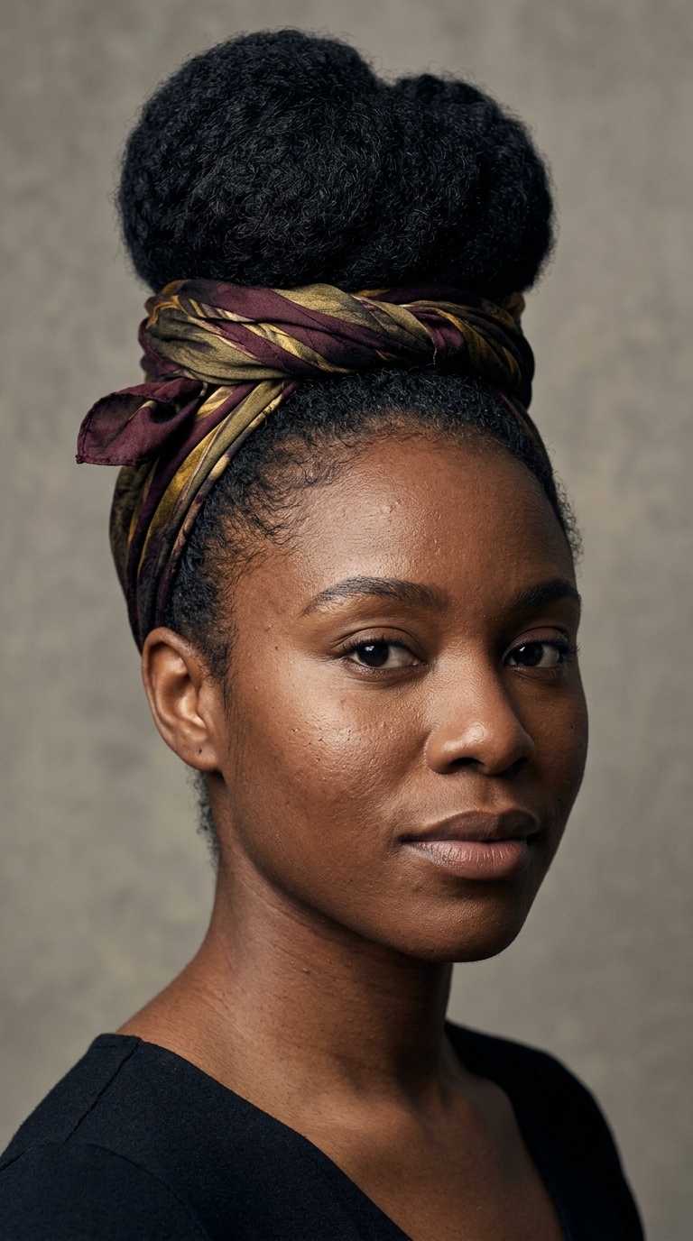 Wrapped Scarf High Bun
