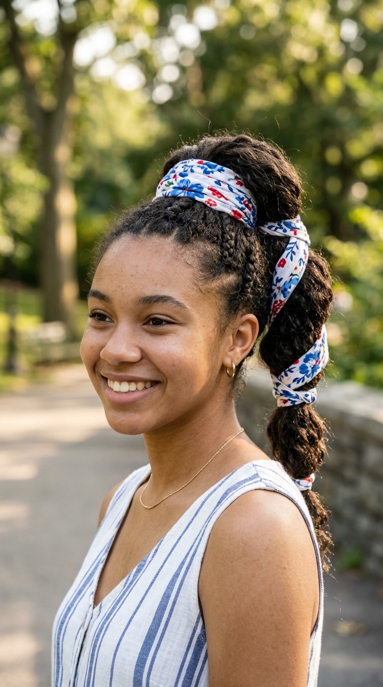 Wrapped Scarf Ponytail