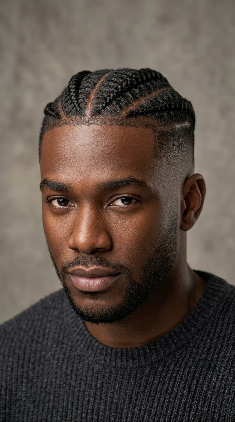 X-Pattern Cornrows with Skin Fade