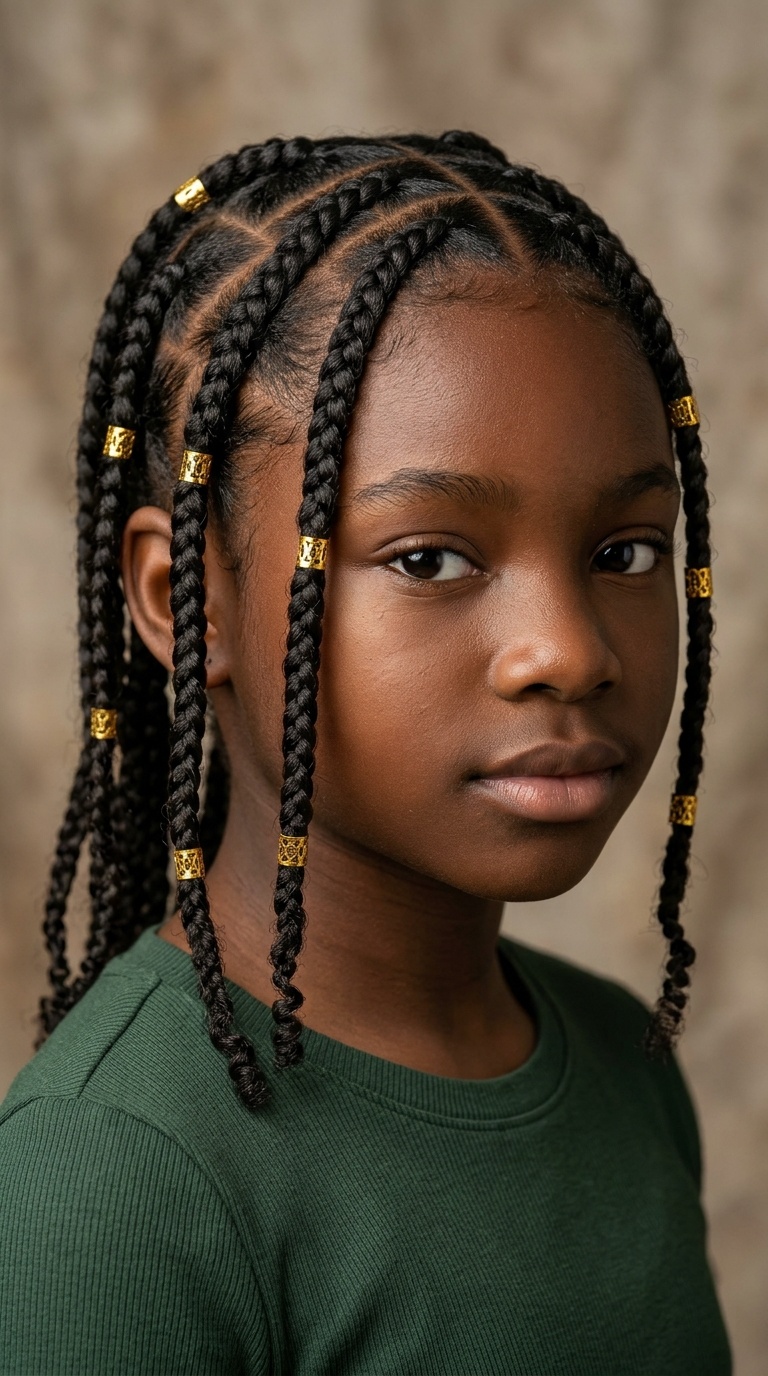 Zig-Zag Braids with Gold Cuffs