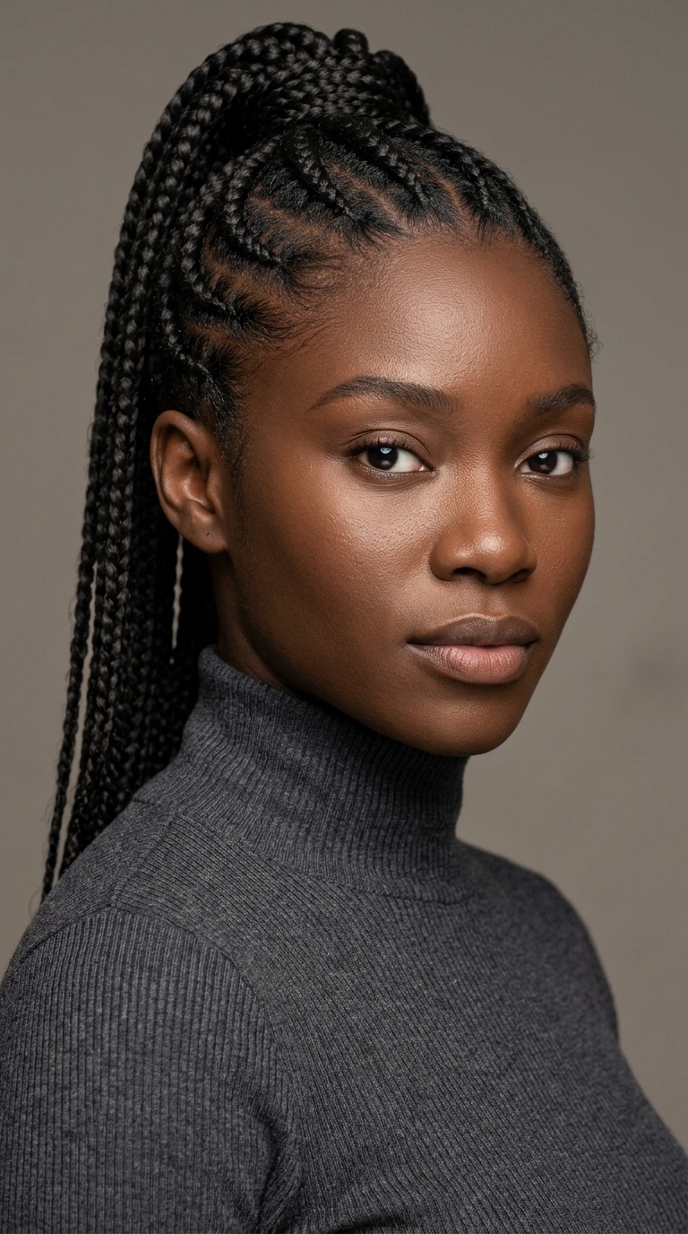 Zig-Zag Cornrow High Pony