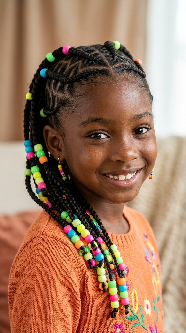 Zig-Zag Cornrows with Glow-in-the-Dark Beads