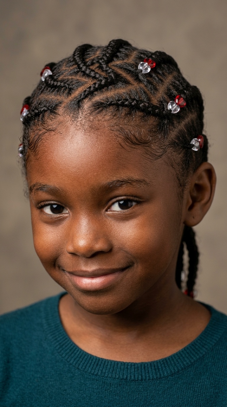 Zig-Zag Cornrows with Heart Accents