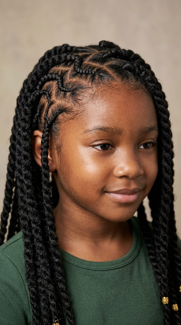 Zig-Zag Cornrows with Wool Extensions
