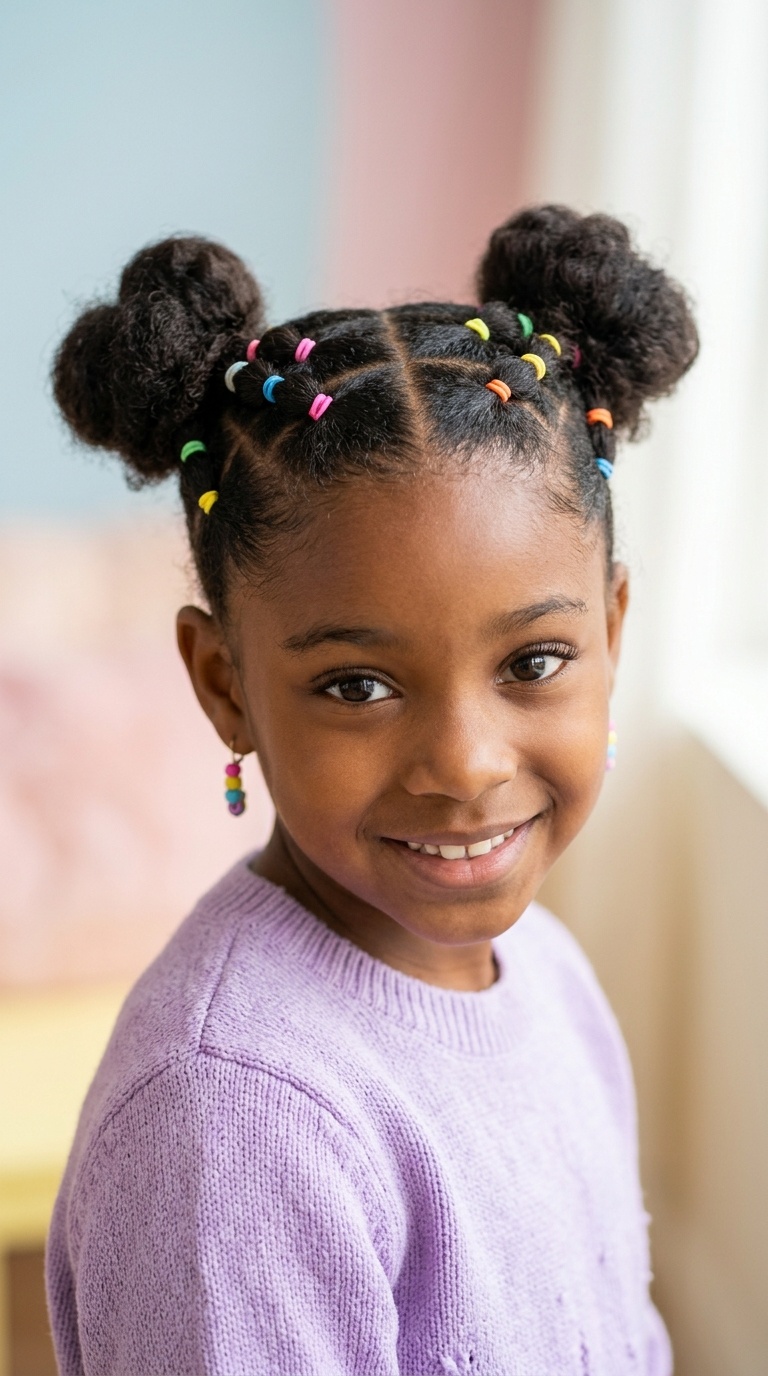 Zig-Zag Middle Part with Colorful Buns