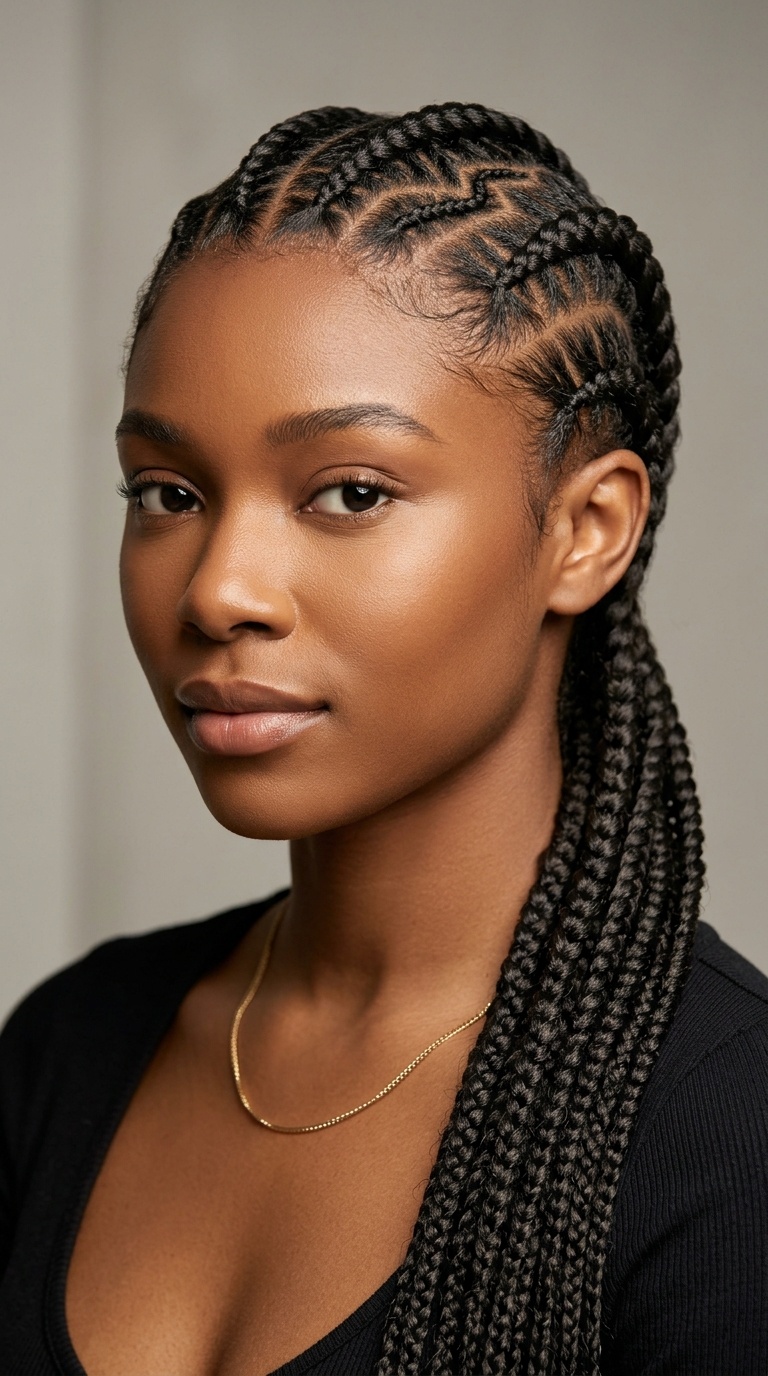 Zig-Zag Part Feed-in Braids