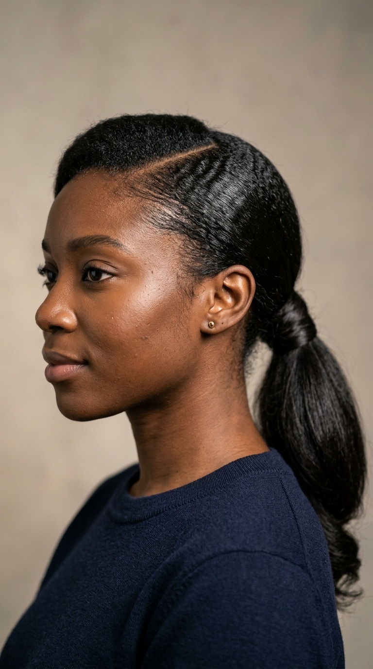 Zig-Zag Part Low Ponytail