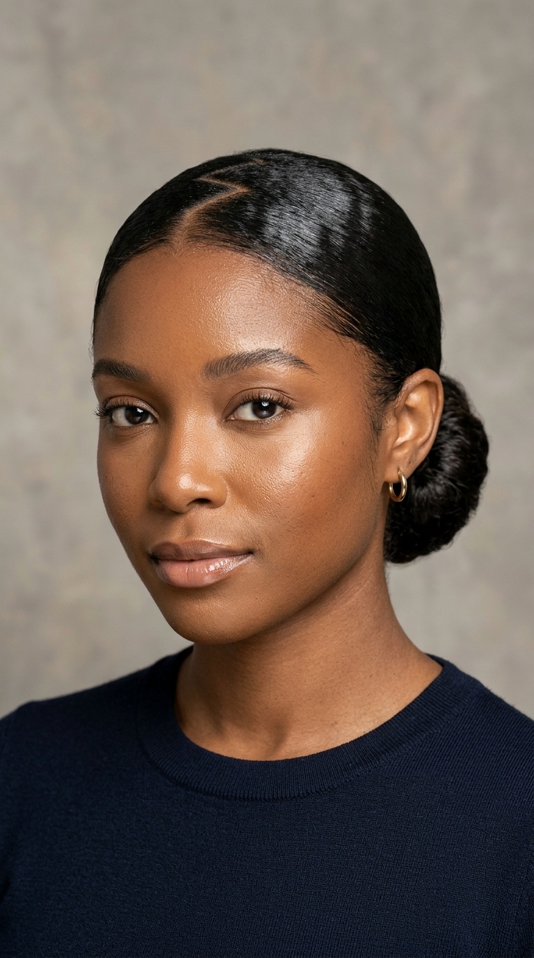 Zig-Zag Part Sleek Bun